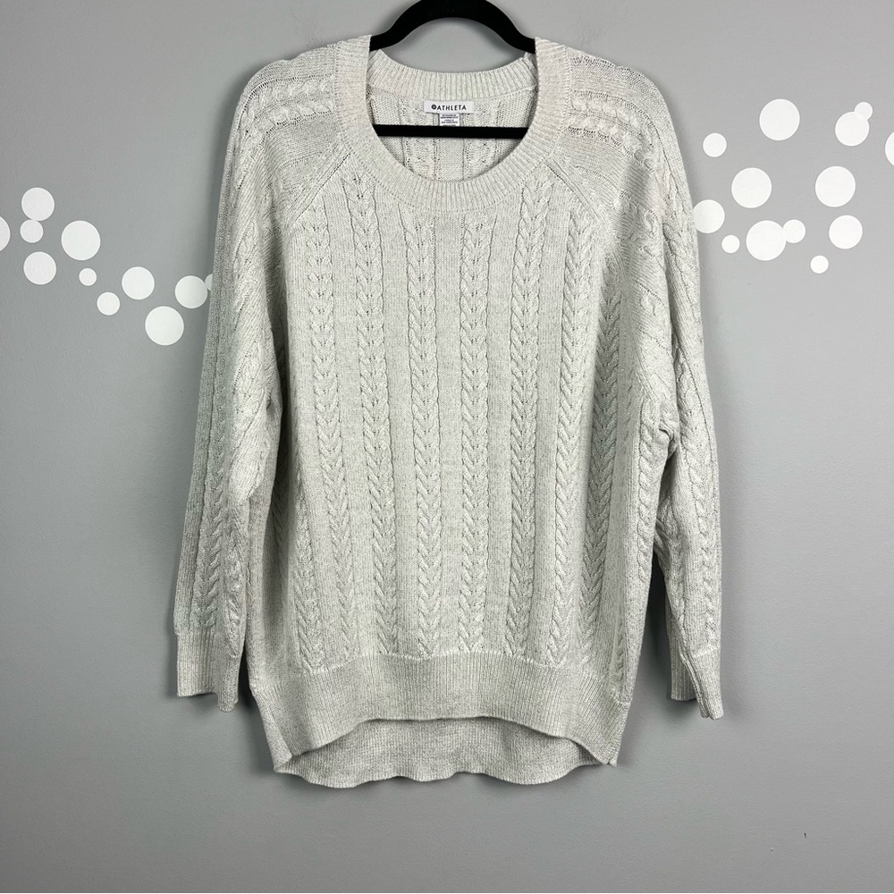 Athleta Crossroads White Metallic Sweater Size 1X